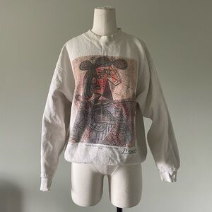 1992 Pablo Picasso sweatshirt white seated woman with flowery hat M